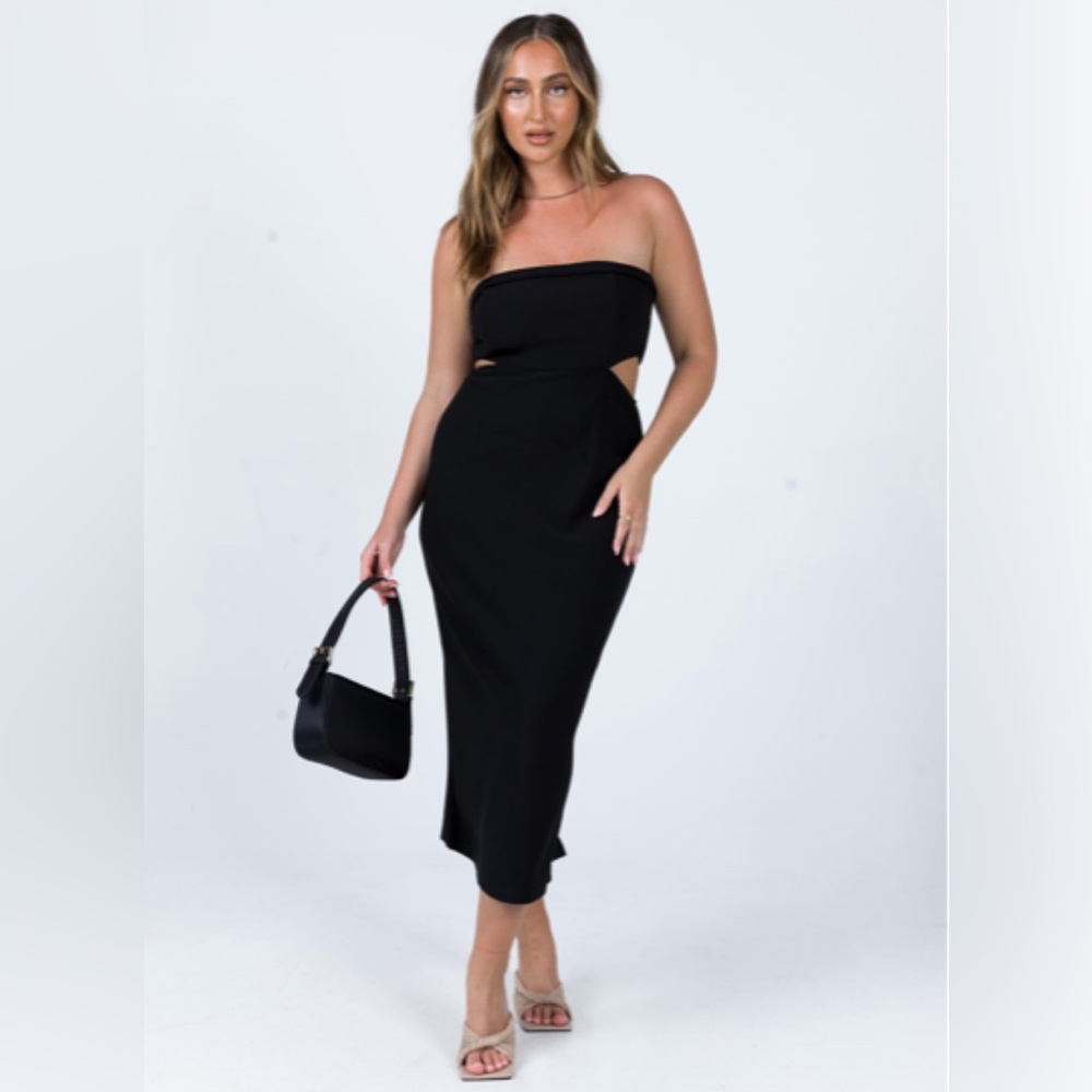 Princess Polly Maira Midi Black Dress, Size 8, NWT